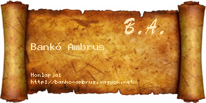 Bankó Ambrus névjegykártya